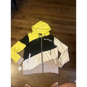 Rockstar Original Embroidered Full Zip Hoodie Sweatshirt Mens L Yellow Black